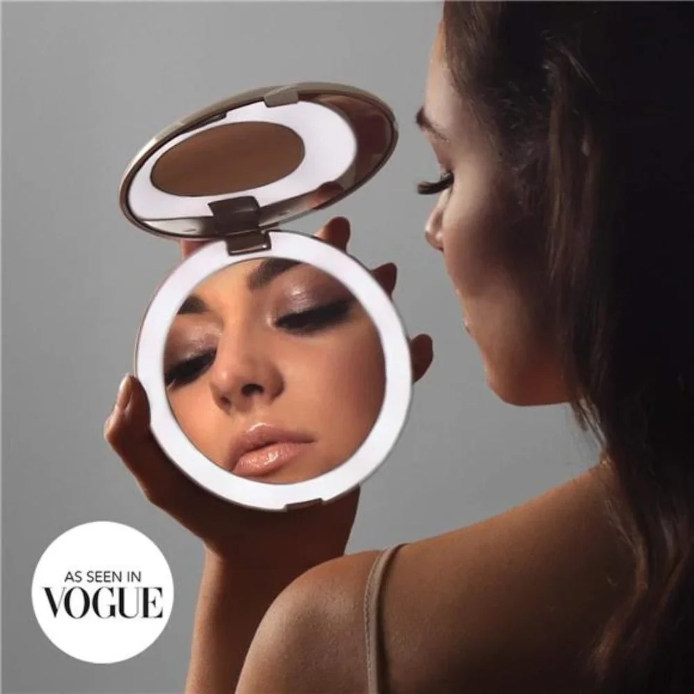 LED Lighted Travel Makeup Mirror, 1x/10x Magnification - Daylight LED, Compact